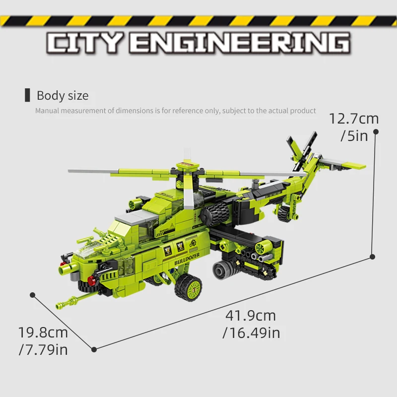 8 in 1 Mi 28 Armed Helicopter Building Blocks City Engineering Vehicle  Deformation Bricks Boys Toy Christmas Gifts For Children