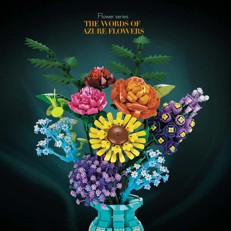 Preserved Flower Bouquet Building Blocks Plant Bouquet Sunflower Gypsophila Bricks Model Kid Toys Romantic Valentine's Day Gifts