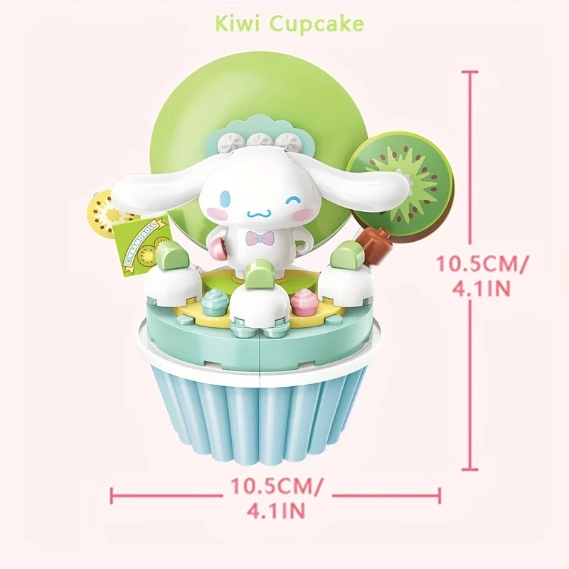 Sanrio Cinnamoroll Cartoon Cake Building Blocks Cute Anime Figure Assembly Bricks Model Desktop Ornament Kids Toys Birthday Gift