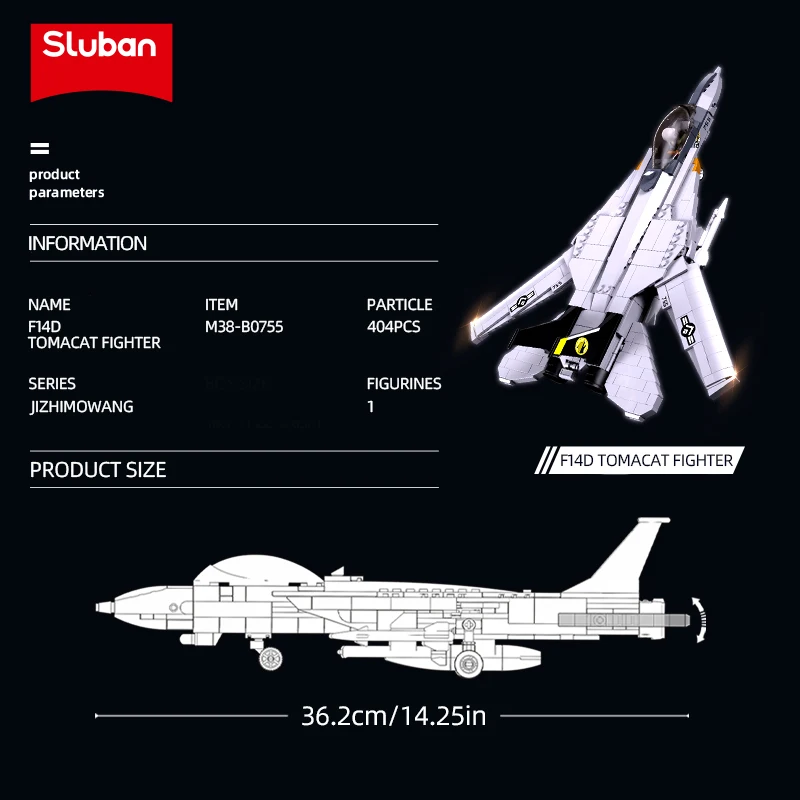 404PCS F14D Tomcat Fighter Model Bricks Military Series Carrier Based Fighter Weapon Figure Doll Building Blocks Kids DIY Toys
