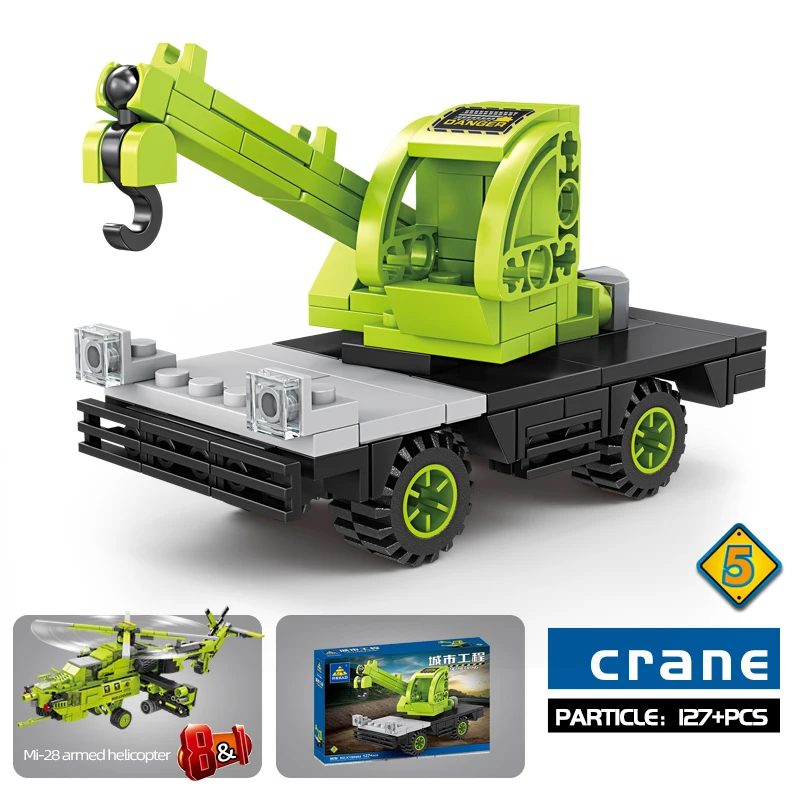 8 in 1 Mi 28 Armed Helicopter Building Blocks City Engineering Vehicle  Deformation Bricks Boys Toy Christmas Gifts For Children