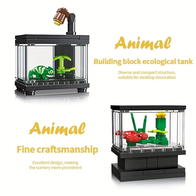 63PCS Clownfish Ornamental Box Building Blocks Set Mini Fish Tank Series Assemble Bricks DIY Toys Gifts For Children Kids