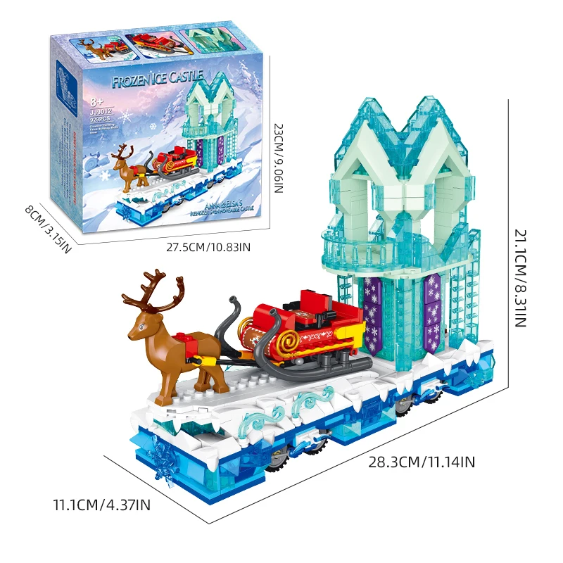 929PCS Christmas Reindeer Sleigh Car Winter Snow House Building Blocks Assemble Bricks Desktop Decoration Kids DIY Toys Gifts