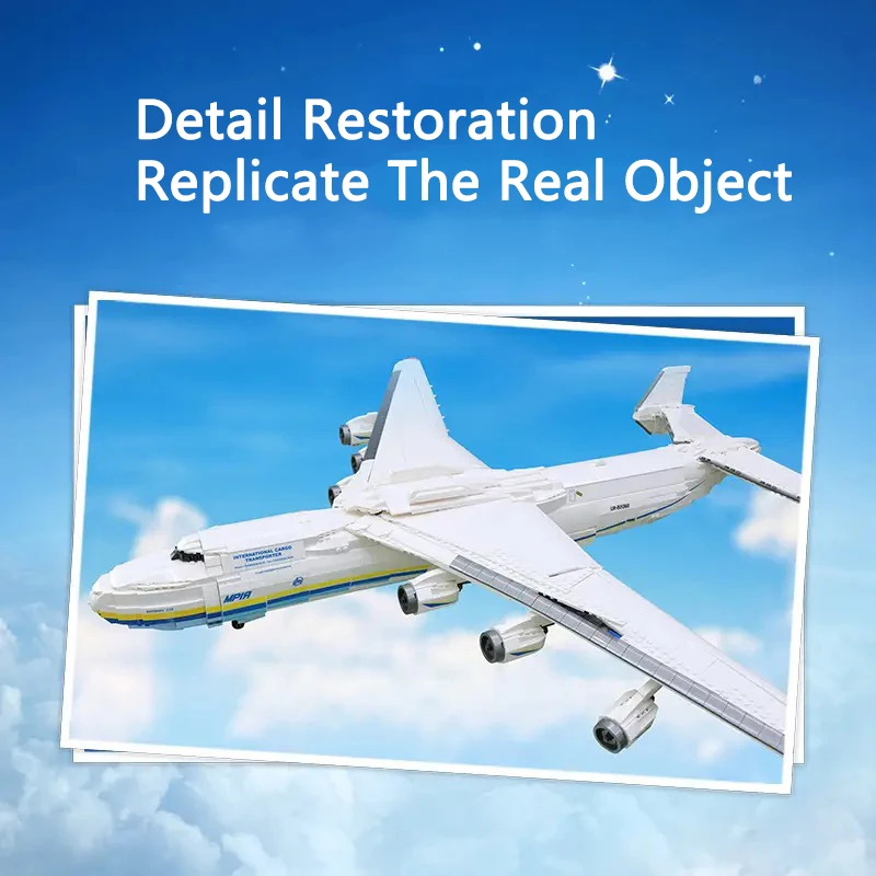 5350PCS An-225 Transport Aircraft Building Blocks Soviet Large Cargo Plane Model Bricks Set With Stand Desktop Deco Kid Toy gift