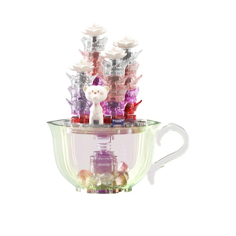 Crystal Succulent Building Blocks Potted Plant Flower Assembly Bricks Desktop Decoration Romantic Christmas Gifts For Children