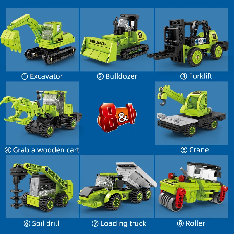 8 in 1 Mi 28 Armed Helicopter Building Blocks City Engineering Vehicle  Deformation Bricks Boys Toy Christmas Gifts For Children