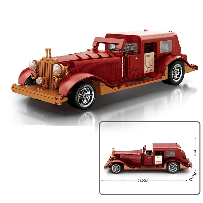 865PCS Phantom Classic Car Building Blocks Vintage Nostalgic Car Model 1:12 Scale Car Bricks Children's DIY Toys Birthday Gifts