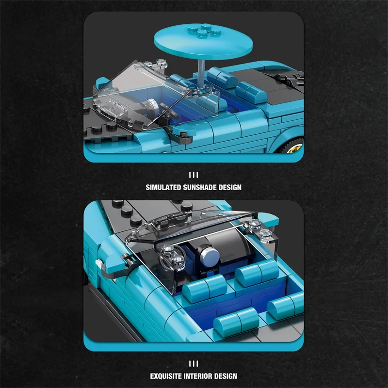 417PCS Retro Luxury Cars Model Building Blocks 1:24 Scale City Convertible Vehicle Car Model Bricks Kids DIY Toys Idea Gifts