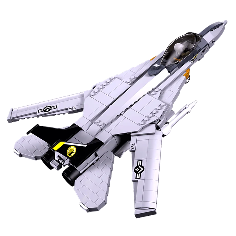 404PCS F14D Tomcat Fighter Model Bricks Military Series Carrier Based Fighter Weapon Figure Doll Building Blocks Kids DIY Toys