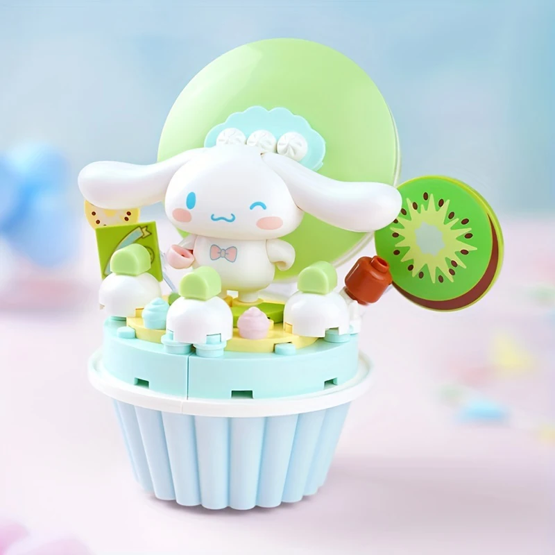 Sanrio Cinnamoroll Cartoon Cake Building Blocks Cute Anime Figure Assembly Bricks Model Desktop Ornament Kids Toys Birthday Gift