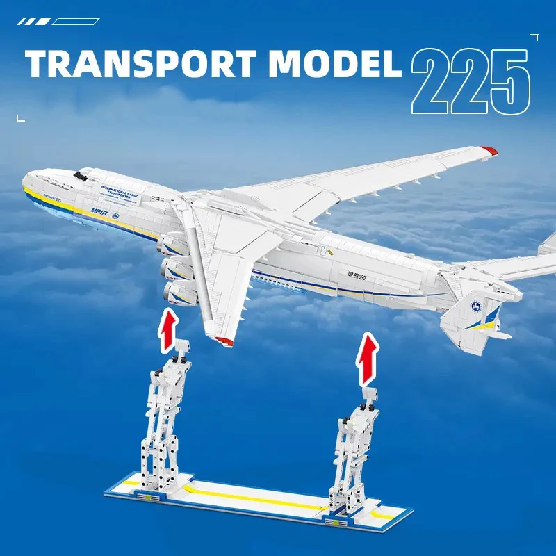 5350PCS An-225 Transport Aircraft Building Blocks Soviet Large Cargo Plane Model Bricks Set With Stand Desktop Deco Kid Toy gift