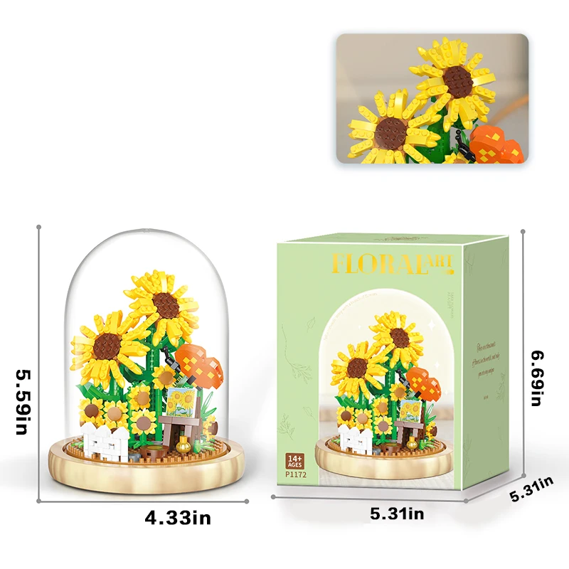 Bouquet Potted Building Blocks Sets Rose Chrysanthemum Orchid Succulents Bricks Model Romantic Assembly Toy Gifts For Children