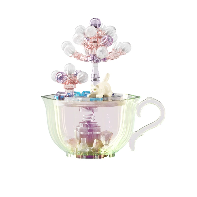 Crystal Succulent Building Blocks Potted Plant Flower Assembly Bricks Desktop Decoration Romantic Christmas Gifts For Children