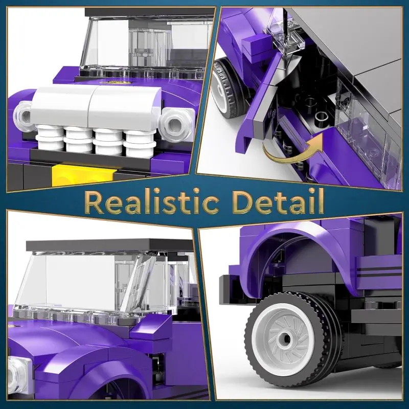 494PCS Purple Off Road Vehicle Building Blocks City Speed Car Model Bricks 6 In 1 Combination Deformation Toy Kid Christmas Gift