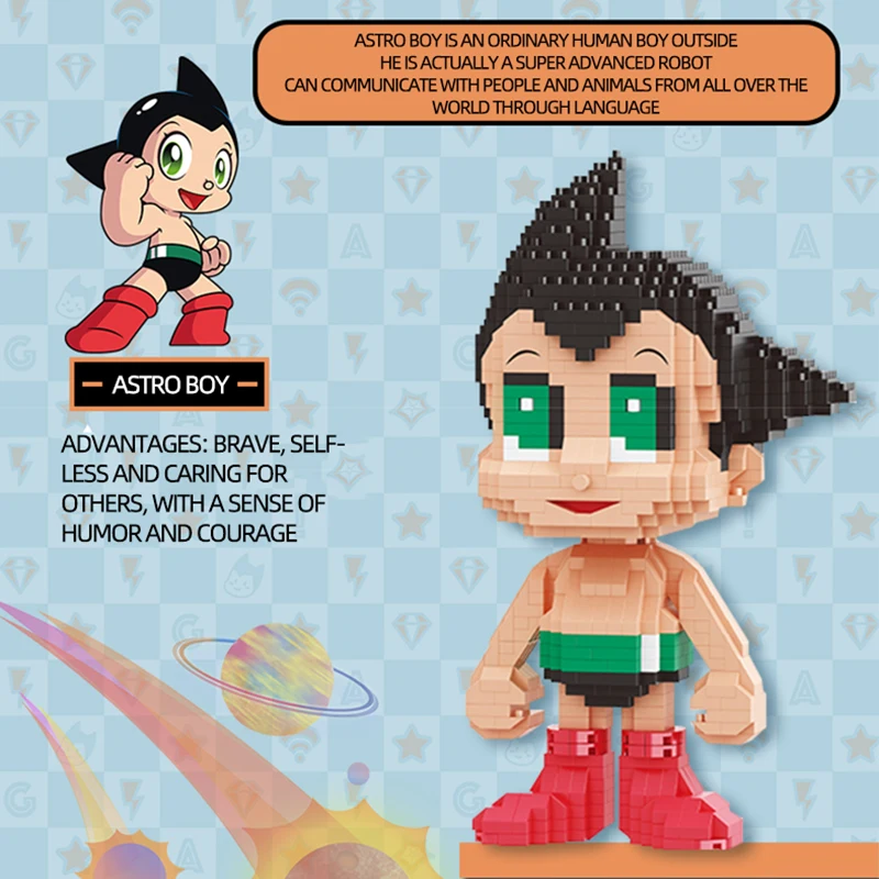 Astro Boy building blocks Classic Cartoon Character Model Micro Particles Bricks Kids Educational Assembly Toys Birthday Gifts