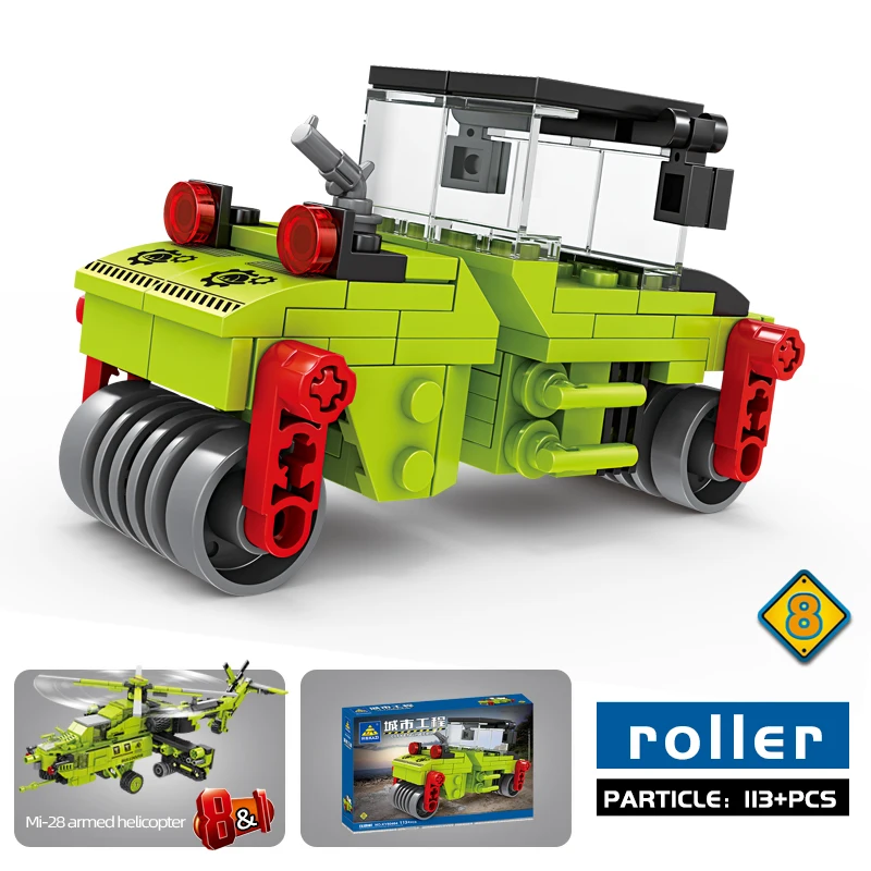 8 in 1 Mi 28 Armed Helicopter Building Blocks City Engineering Vehicle  Deformation Bricks Boys Toy Christmas Gifts For Children
