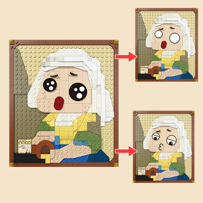 World Famous Person Painting Frame Building Block Mysterious Smile Portrait Bricks Desktop Decoration Kids DIY Toys Idea Gifts