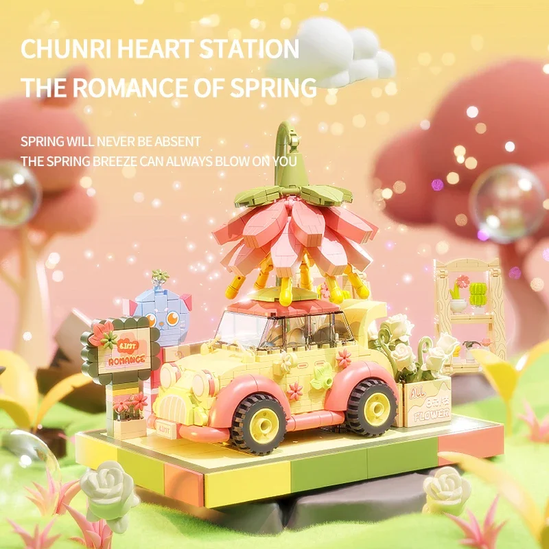 City Creative Car Building Blocks Diy Cute Vehicle Assembly Bricks Toys Desktop Decoration Display Christmas Gifts For Children