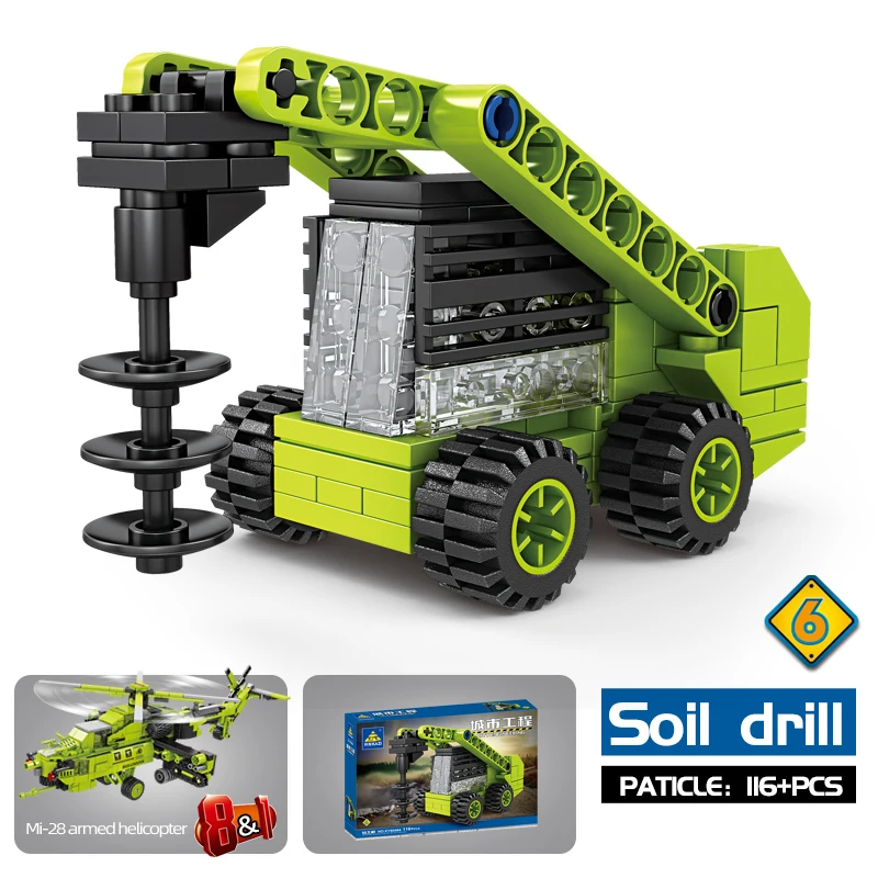 8 in 1 Mi 28 Armed Helicopter Building Blocks City Engineering Vehicle  Deformation Bricks Boys Toy Christmas Gifts For Children