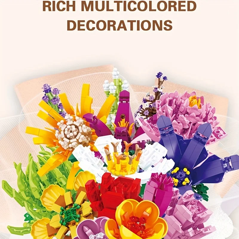 Creative Bouquet Plant Potted Michelia Flower Building Blocks DIY Home Decoration Bricks Toys Christmas Gifts For Girls Children