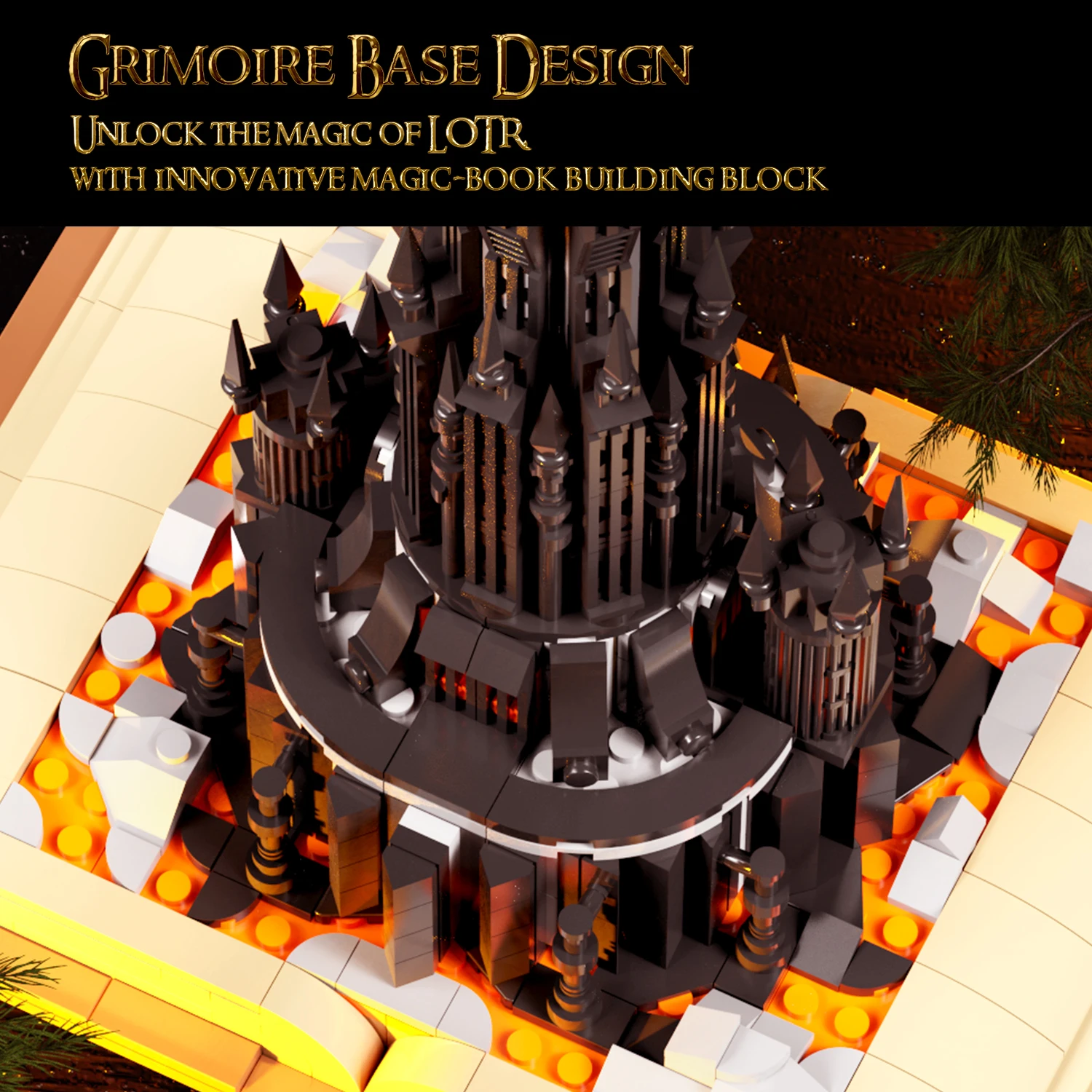 966PCS Black Tower Magic Book Building Blocks Dark Magic Castle Model Assembly Bricks With Lights Kid Toys Christmas Gifts