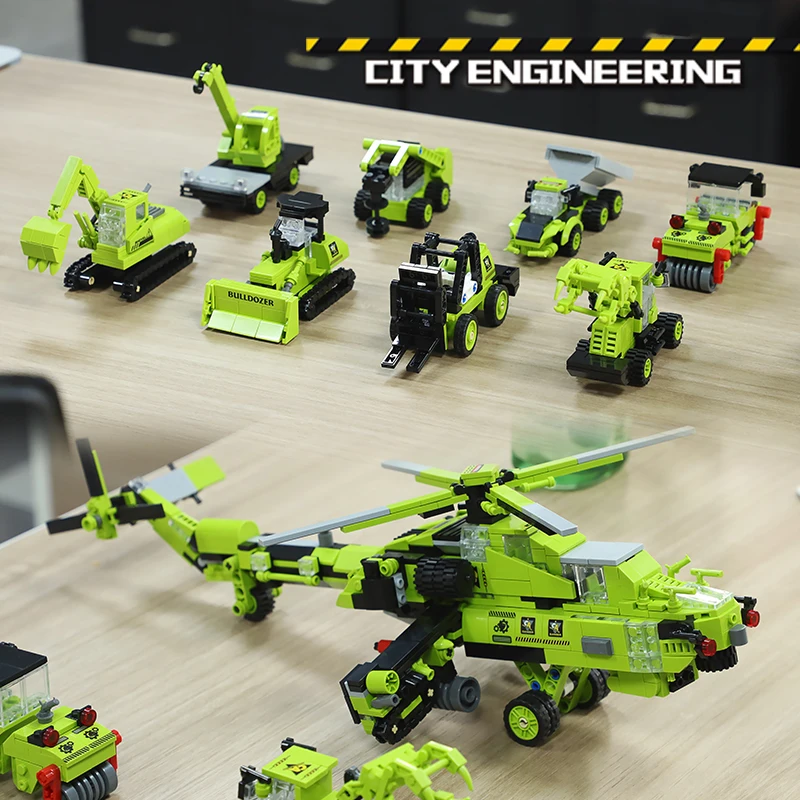 8 in 1 Mi 28 Armed Helicopter Building Blocks City Engineering Vehicle  Deformation Bricks Boys Toy Christmas Gifts For Children