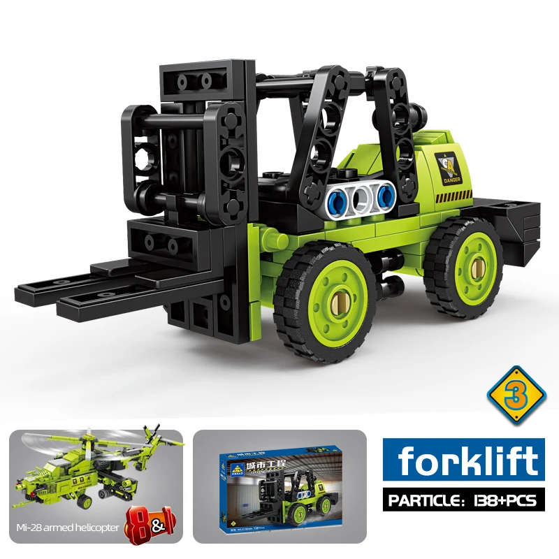 8 in 1 Mi 28 Armed Helicopter Building Blocks City Engineering Vehicle  Deformation Bricks Boys Toy Christmas Gifts For Children
