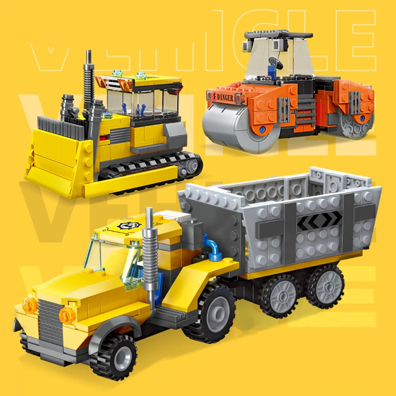 City Engineering Vehicle Building Blocks Construction Truck Assemble Bricks Creative Decoration Children’s Christmas Toy Gifts