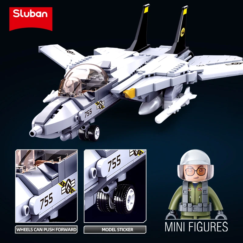404PCS F14D Tomcat Fighter Model Bricks Military Series Carrier Based Fighter Weapon Figure Doll Building Blocks Kids DIY Toys