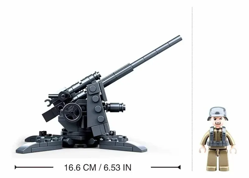 115PCS WW2 Military Weapon Building Blocks 88MM Flak Anti-Tank Model Bricks Set With Figures Educational DIY Toys For Kids Boys