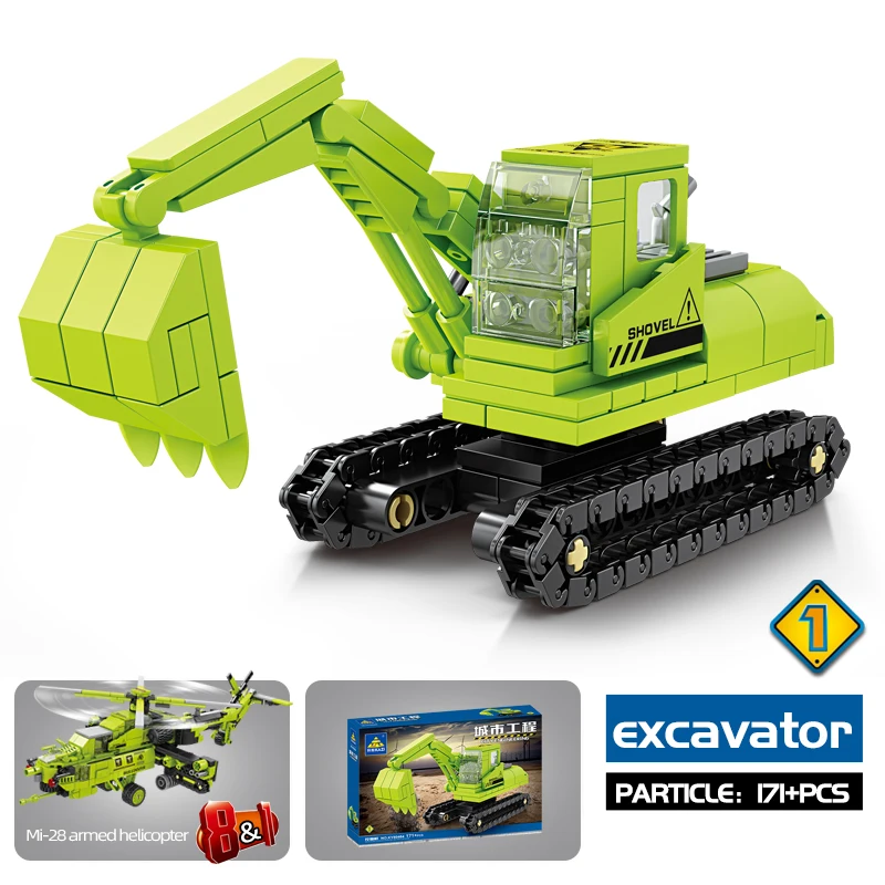 8 in 1 Mi 28 Armed Helicopter Building Blocks City Engineering Vehicle  Deformation Bricks Boys Toy Christmas Gifts For Children