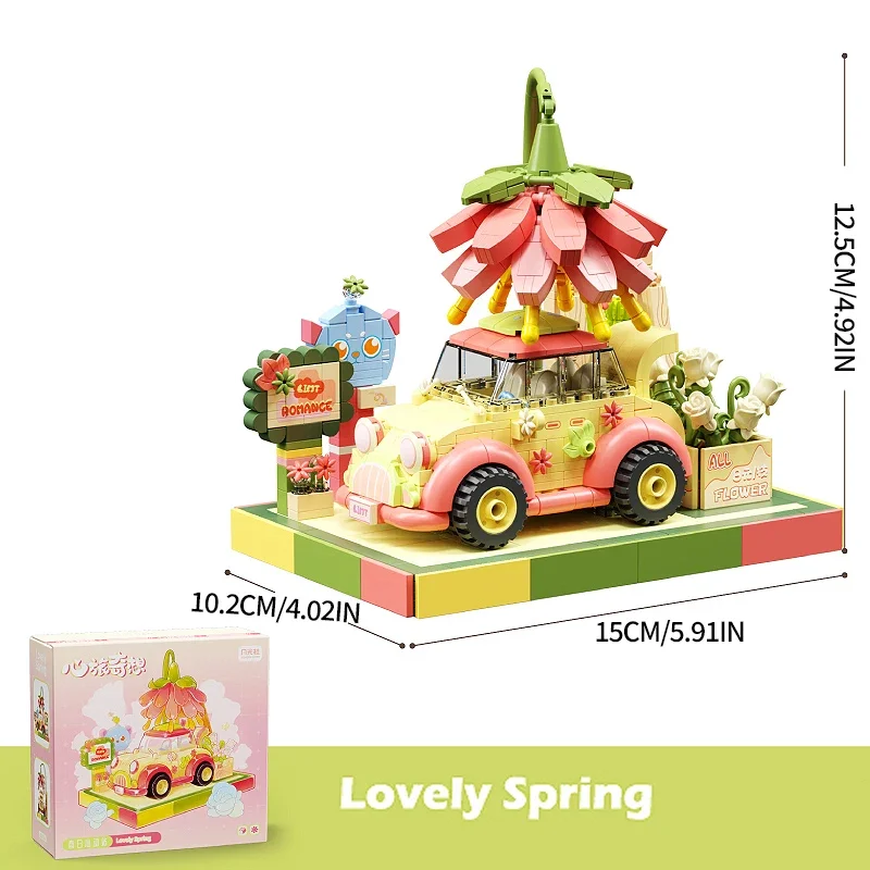 City Creative Car Building Blocks Diy Cute Vehicle Assembly Bricks Toys Desktop Decoration Display Christmas Gifts For Children
