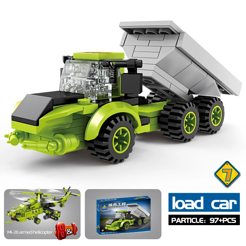 8 in 1 Mi 28 Armed Helicopter Building Blocks City Engineering Vehicle  Deformation Bricks Boys Toy Christmas Gifts For Children