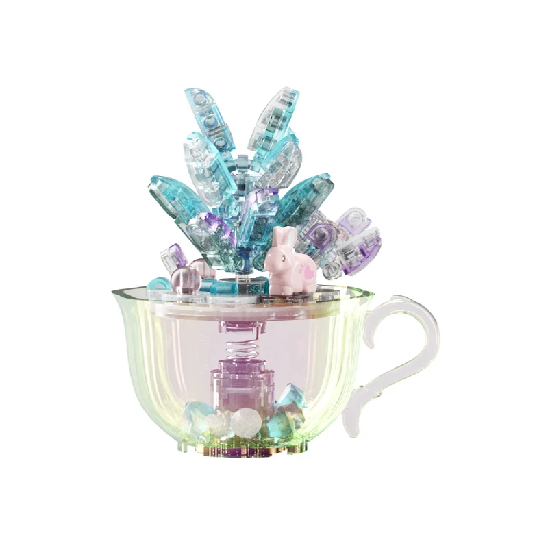 Crystal Succulent Building Blocks Potted Plant Flower Assembly Bricks Desktop Decoration Romantic Christmas Gifts For Children