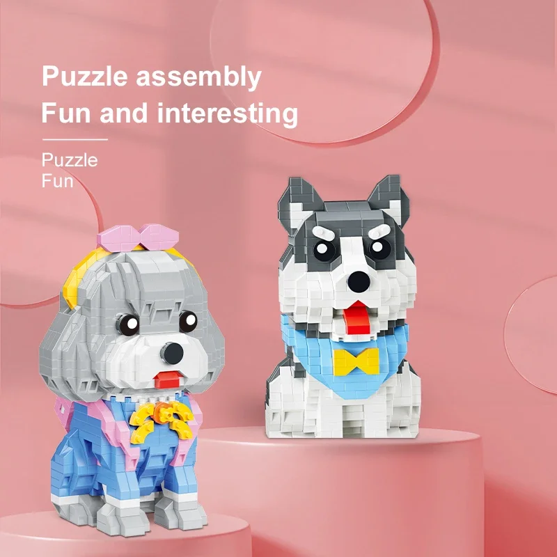 815PCS Corgi Building Blocks Cute Pet Dog Mini Animal Model Bricks Desktop Ornaments Children DIY Puzzle Toys Birthday Gifts