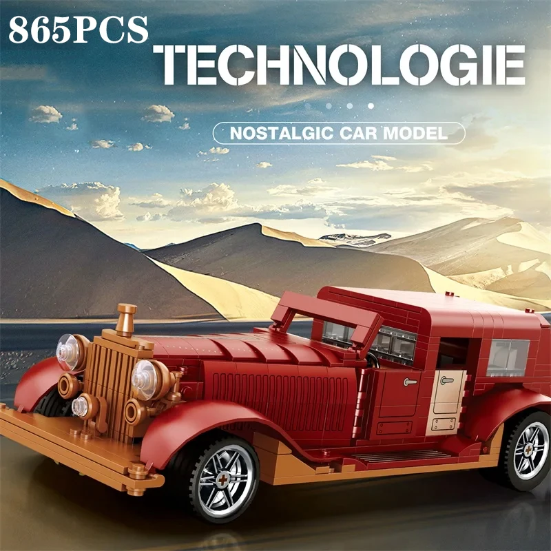 865PCS Phantom Classic Car Building Blocks Vintage Nostalgic Car Model 1:12 Scale Car Bricks Children's DIY Toys Birthday Gifts