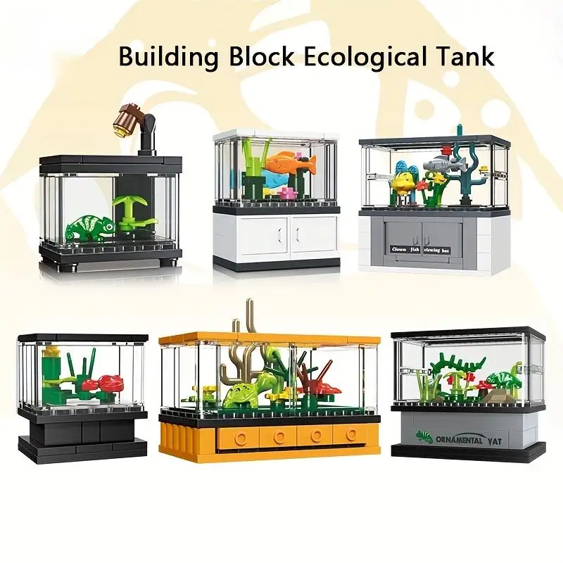 63PCS Clownfish Ornamental Box Building Blocks Set Mini Fish Tank Series Assemble Bricks DIY Toys Gifts For Children Kids