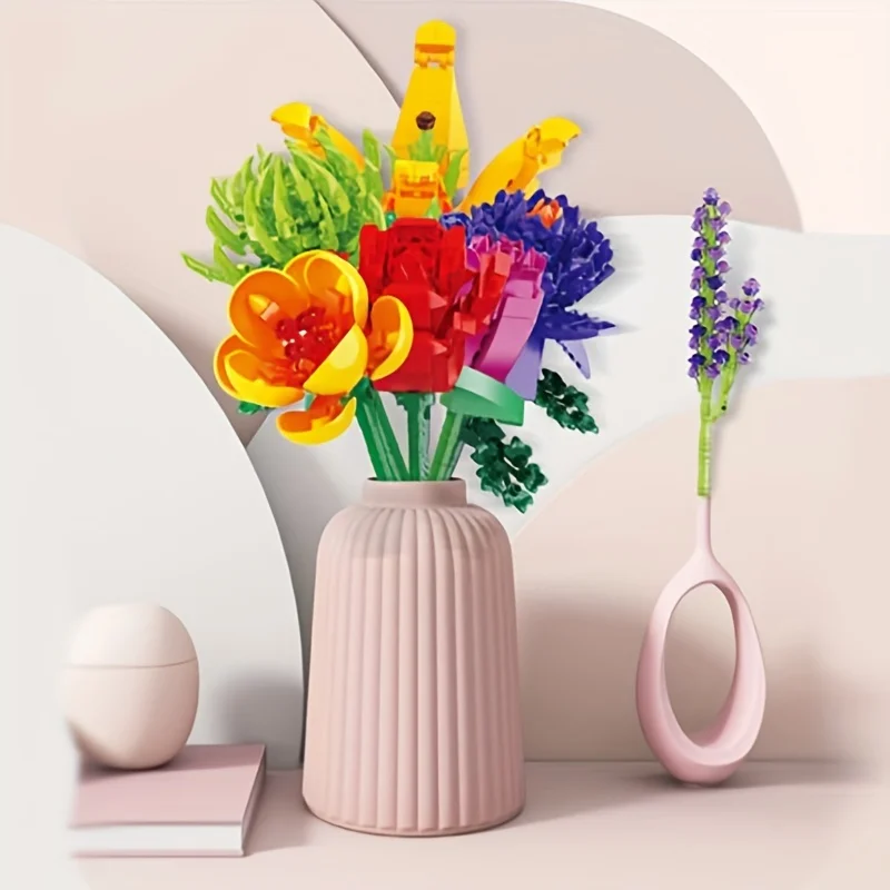 Creative Bouquet Plant Potted Michelia Flower Building Blocks DIY Home Decoration Bricks Toys Christmas Gifts For Girls Children