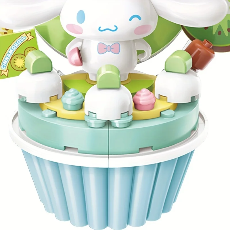 Sanrio Cinnamoroll Cartoon Cake Building Blocks Cute Anime Figure Assembly Bricks Model Desktop Ornament Kids Toys Birthday Gift