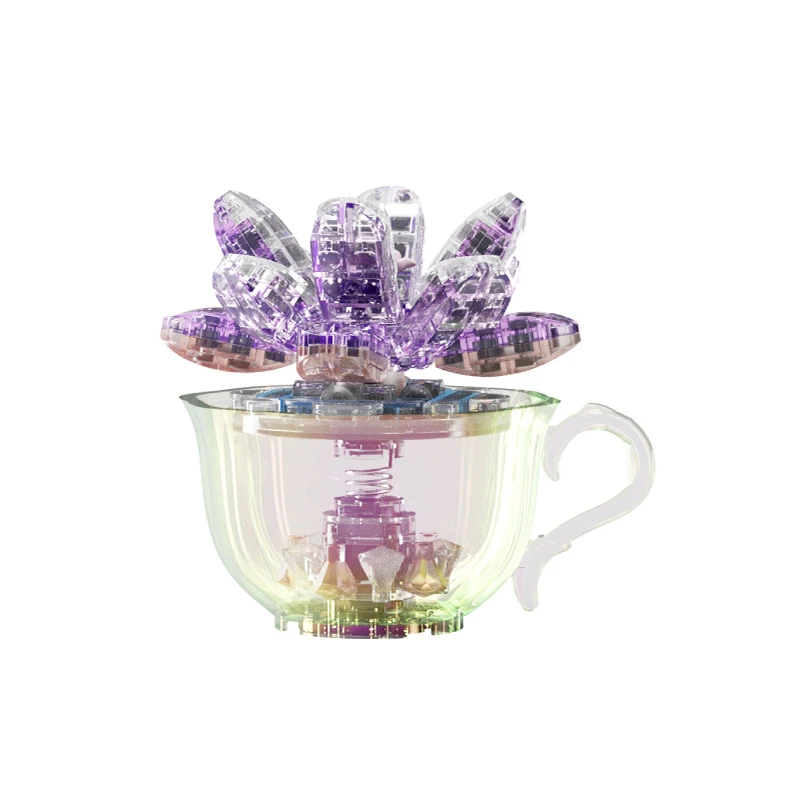 Crystal Succulent Building Blocks Potted Plant Flower Assembly Bricks Desktop Decoration Romantic Christmas Gifts For Children