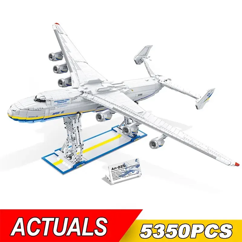 5350PCS An-225 Transport Aircraft Building Blocks Soviet Large Cargo Plane Model Bricks Set With Stand Desktop Deco Kid Toy gift